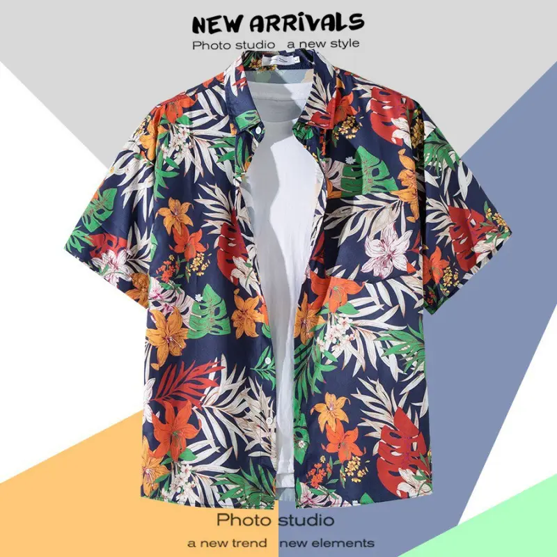 Men's Vintage Hawaiian Floral Short Sleeve Coats 2023 - Image 18