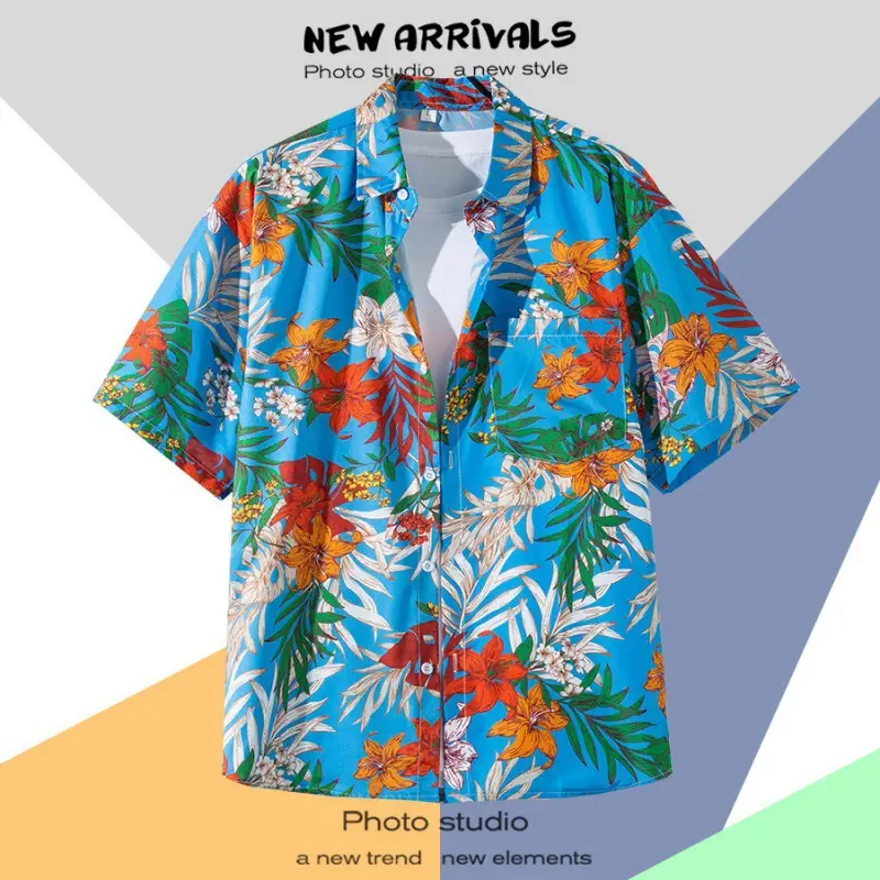 Men's Vintage Hawaiian Floral Short Sleeve Coats 2023 - Image 19