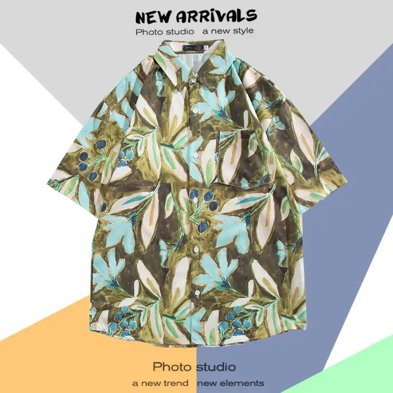 Men's Vintage Hawaiian Floral Short Sleeve Coats 2023 - Image 23