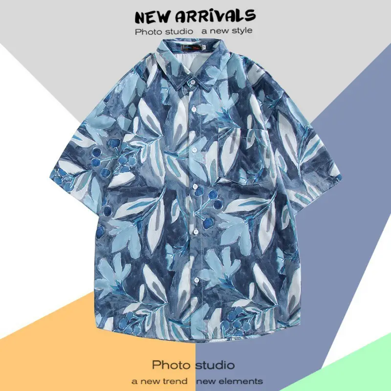Men's Vintage Hawaiian Floral Short Sleeve Coats 2023 - Image 24