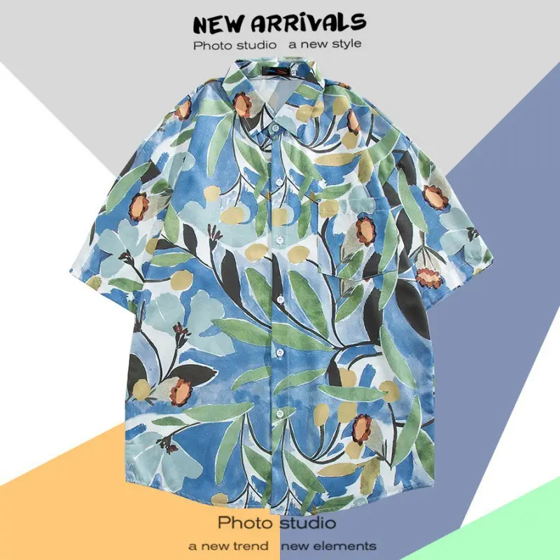 Men's Vintage Hawaiian Floral Short Sleeve Coats 2023 - Image 28