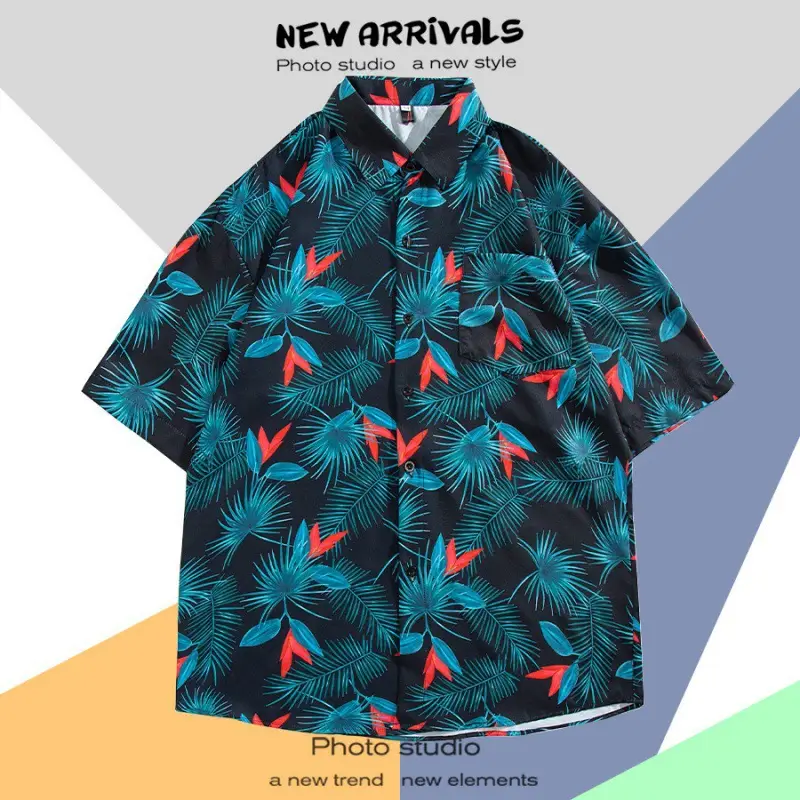 Men's Vintage Hawaiian Floral Short Sleeve Coats 2023 - Image 32
