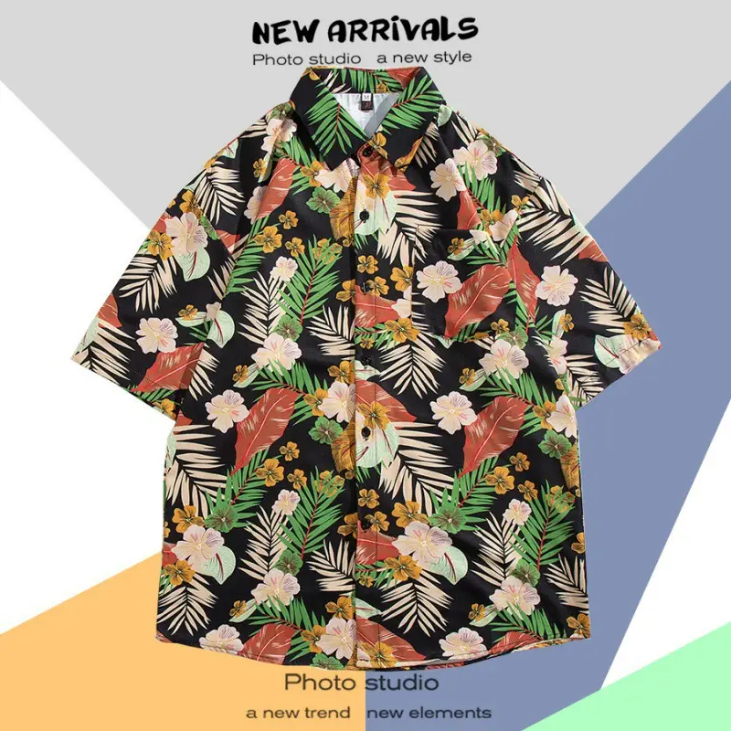 Men's Vintage Hawaiian Floral Short Sleeve Coats 2023 - Image 34