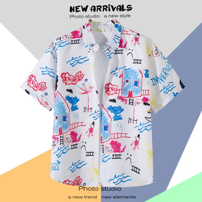 Men's Vintage Hawaiian Floral Short Sleeve Coats 2023 - Image 7
