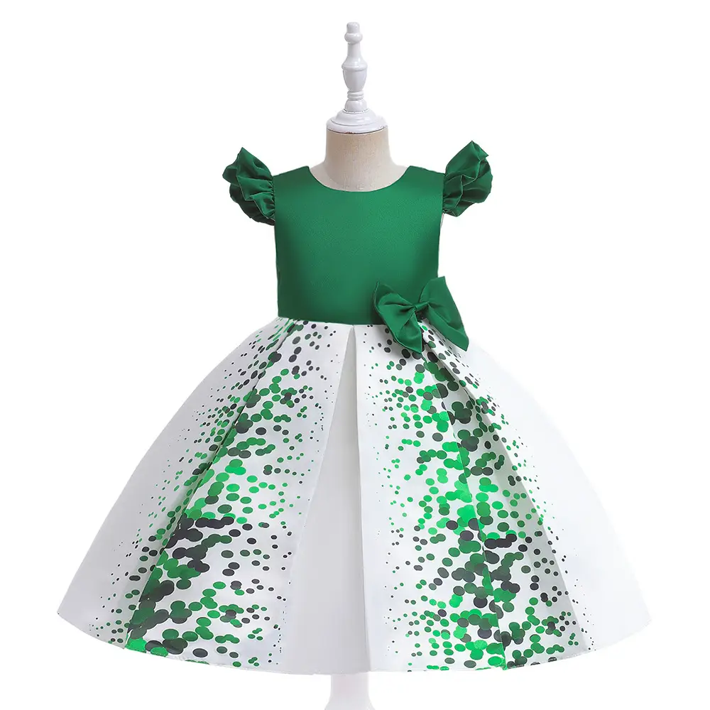 Green Printed Princess Dress for Girls St Patrick's Day Party - Image 6