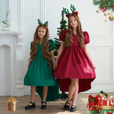 Green Printed Princess Dress for Girls St Patrick's Day Party — feature 1