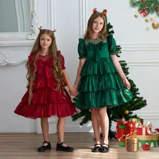 Green Printed Princess Dress for Girls St Patrick's Day Party — feature 3