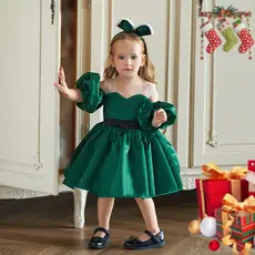 Green Printed Princess Dress for Girls St Patrick's Day Party — feature 5