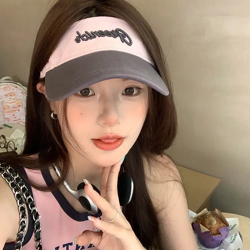 Women Sunscreen Hat with Letter Print & UV Cover - Image 6