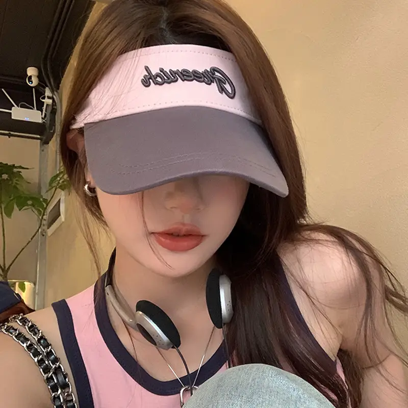 Women Sunscreen Hat with Letter Print & UV Cover - Image 7