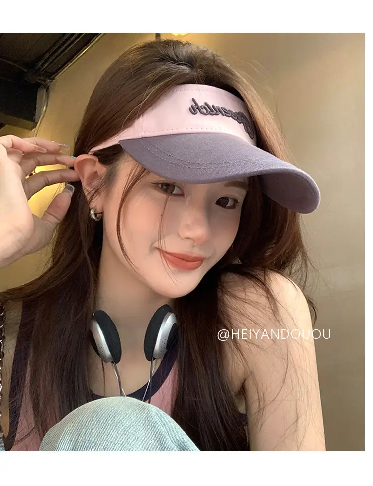 Women Sunscreen Hat with Letter Print & UV Cover — feature 7