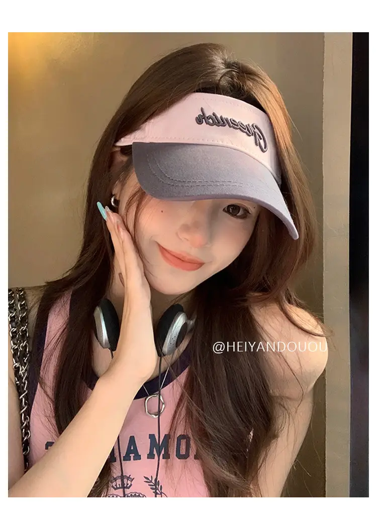 Women Sunscreen Hat with Letter Print & UV Cover — feature 8