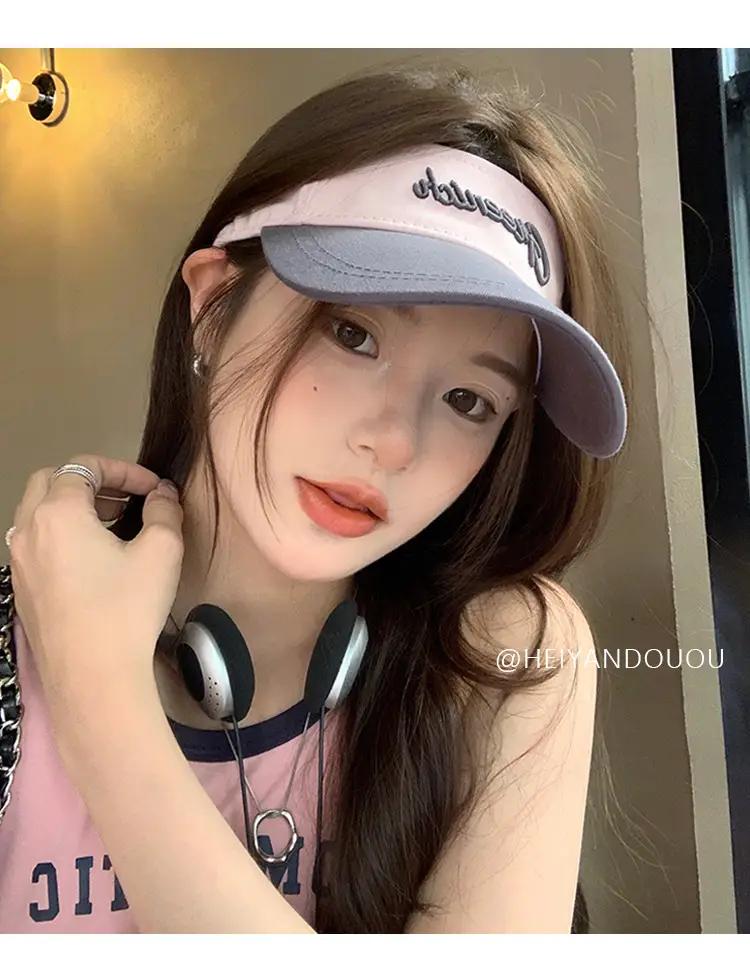 Women Sunscreen Hat with Letter Print & UV Cover — feature 9
