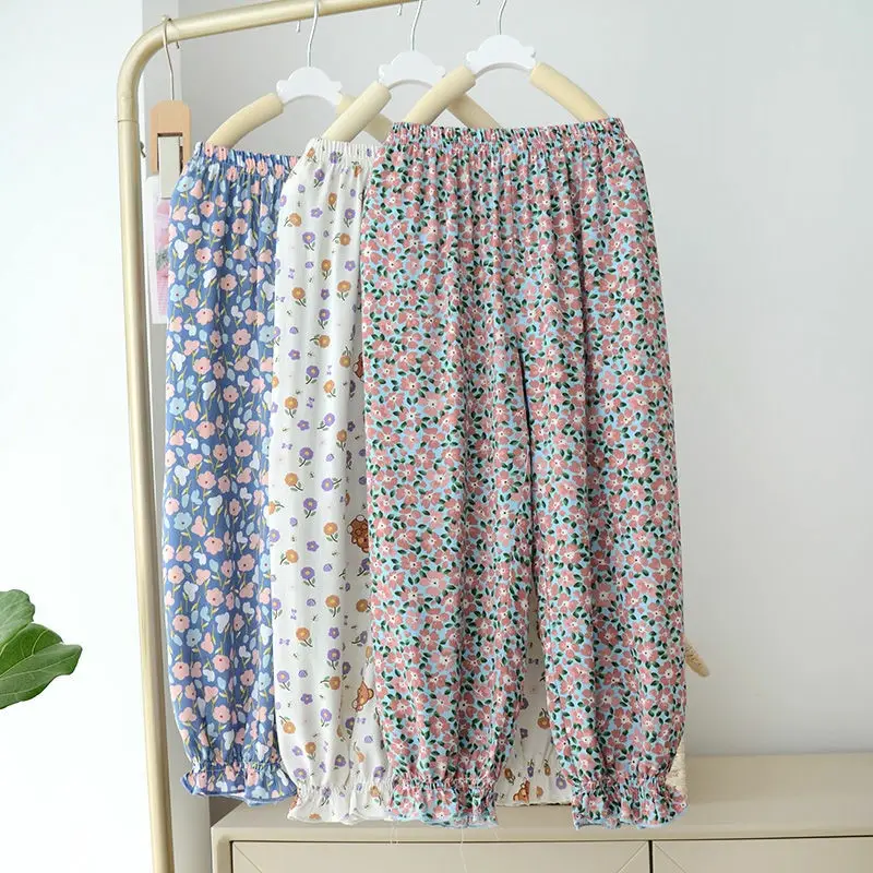 Girls Floral Cotton Pants Summer Casual Anti-Mosquito - Image 8