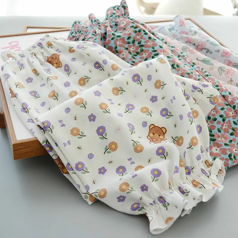 Girls Floral Cotton Pants Summer Casual Anti-Mosquito - Image 9