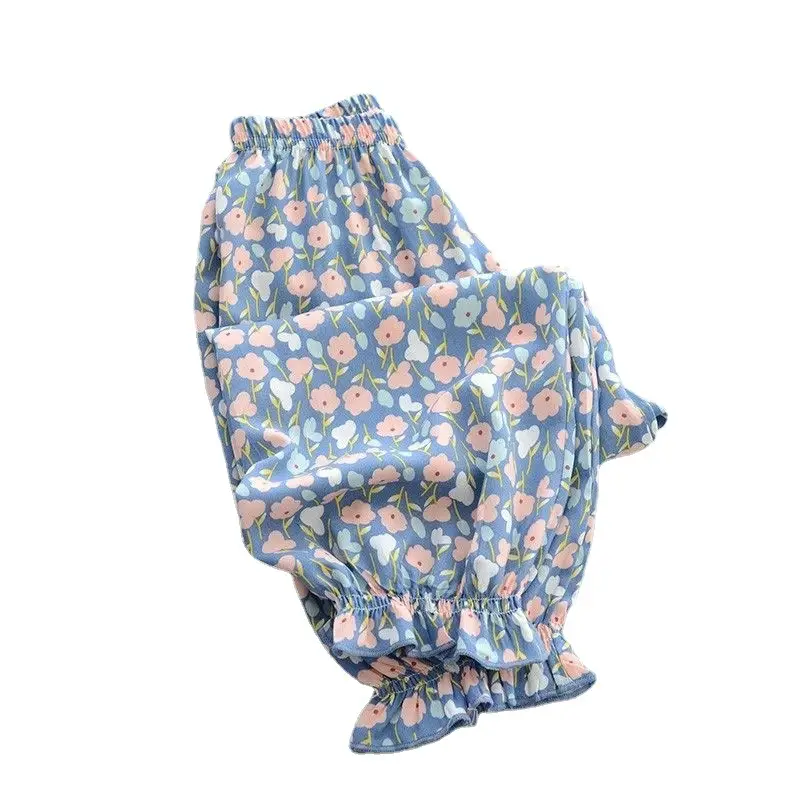 Girls Floral Cotton Pants Summer Casual Anti-Mosquito - Image 10