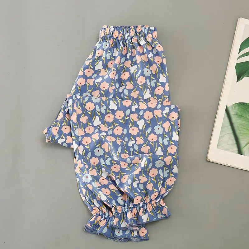Girls Floral Cotton Pants Summer Casual Anti-Mosquito — feature 3