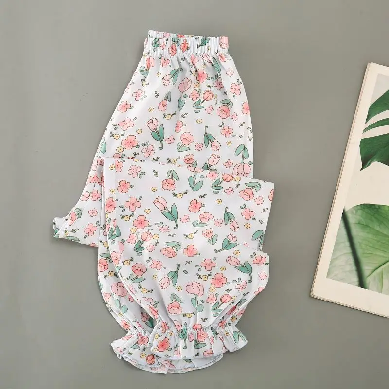 Girls Floral Cotton Pants Summer Casual Anti-Mosquito — feature 4