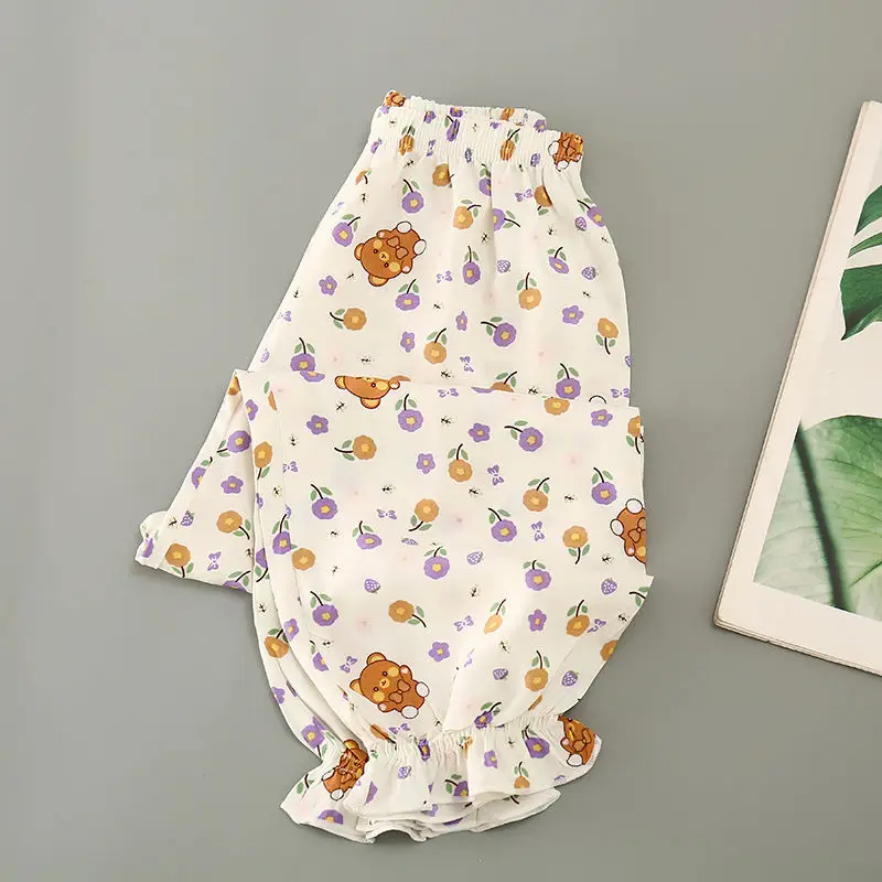Girls Floral Cotton Pants Summer Casual Anti-Mosquito — feature 6