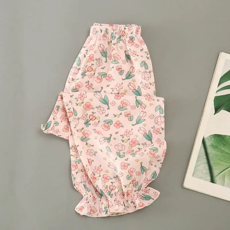 Girls Floral Cotton Pants Summer Casual Anti-Mosquito — feature 7