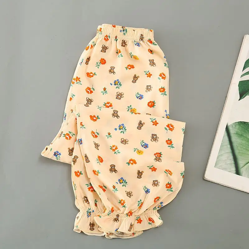 Girls Floral Cotton Pants Summer Casual Anti-Mosquito — feature 8