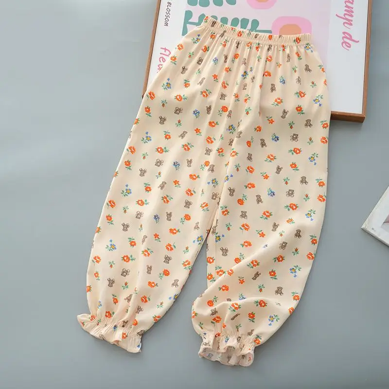 Girls Floral Cotton Pants Summer Casual Anti-Mosquito — feature 9
