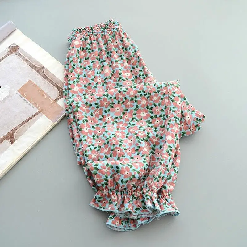Girls Floral Cotton Pants Summer Casual Anti-Mosquito - Image 4