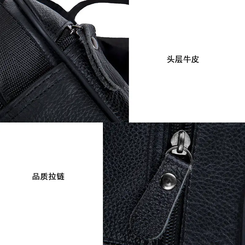 Black Cowhide Business Shoulder Bag Large Capacity - Image 5