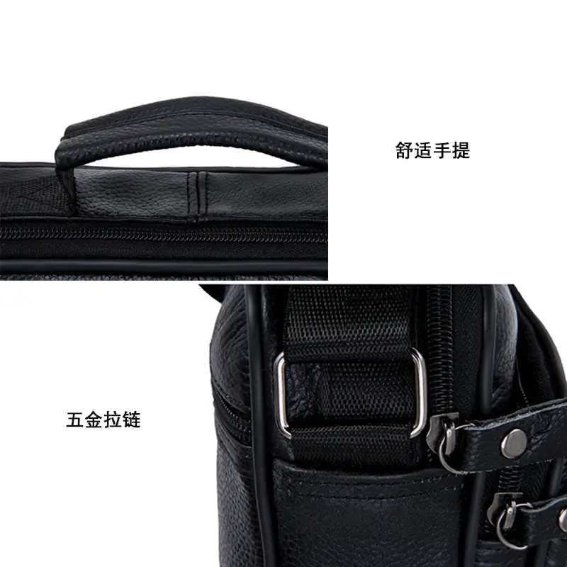 Black Cowhide Business Shoulder Bag Large Capacity - Image 6