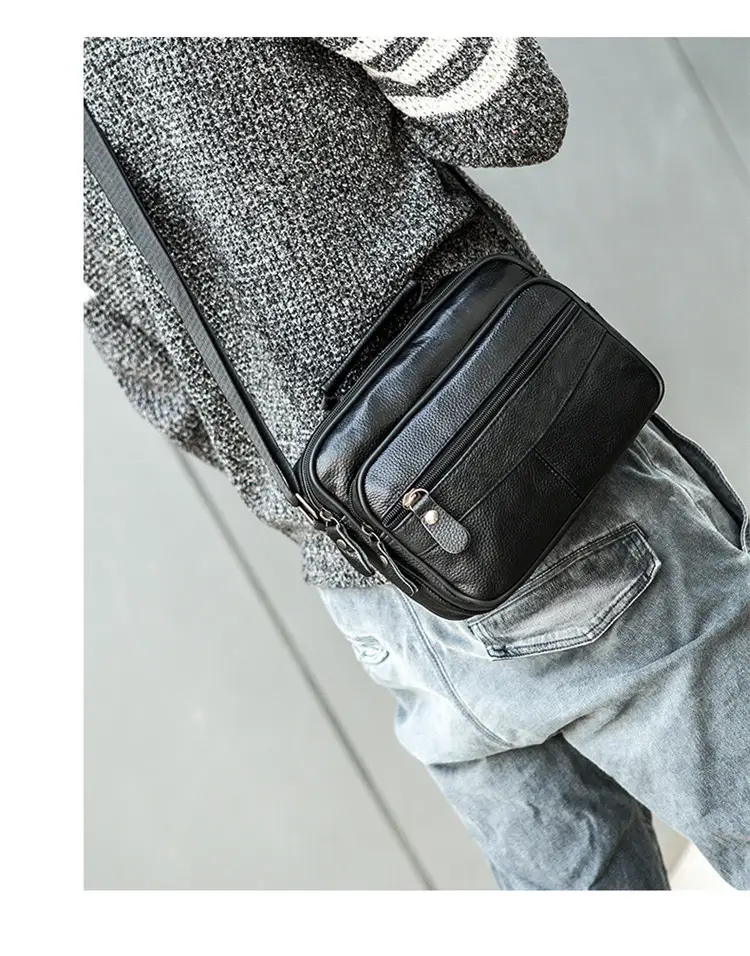 Black Cowhide Business Shoulder Bag Large Capacity — feature 19