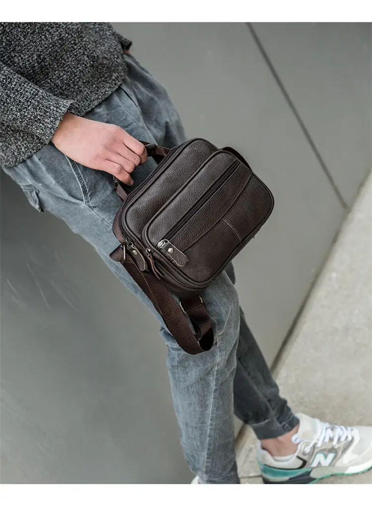 Black Cowhide Business Shoulder Bag Large Capacity — feature 21