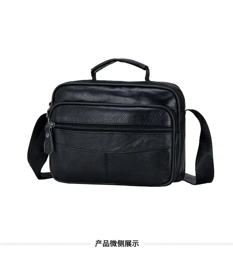 Black Cowhide Business Shoulder Bag Large Capacity — feature 8