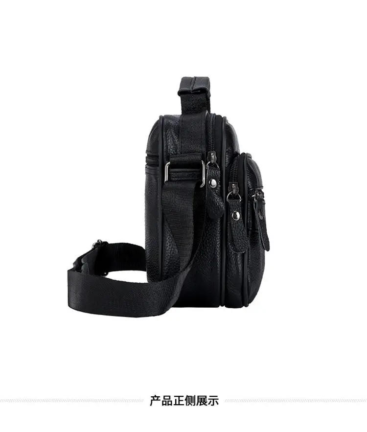 Black Cowhide Business Shoulder Bag Large Capacity — feature 9