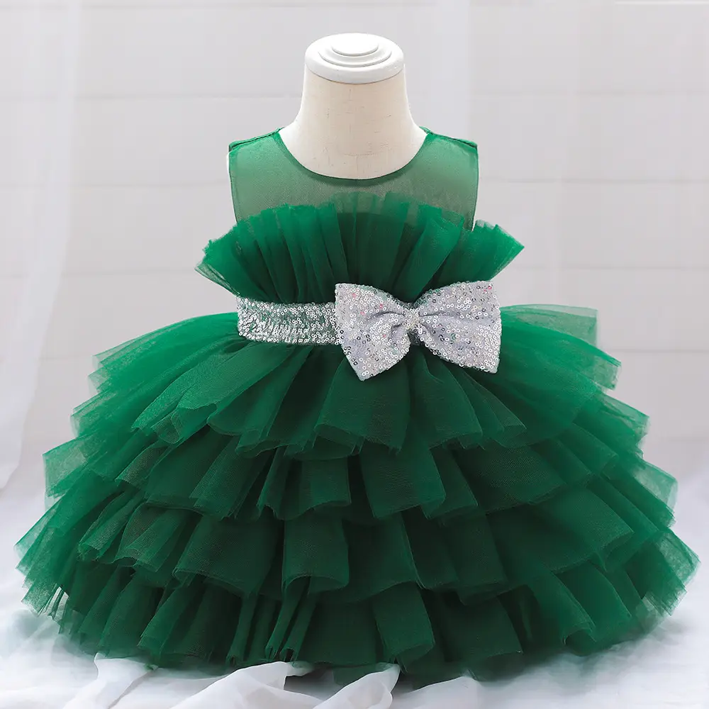 Pink Bow Strap Mesh Puffy Dress for Girls - Image 9