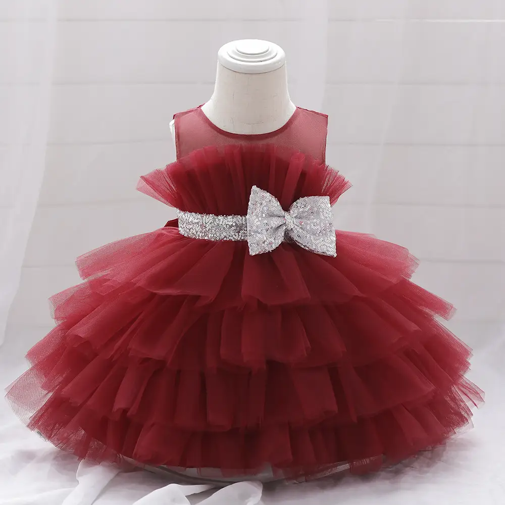 Pink Bow Strap Mesh Puffy Dress for Girls - Image 10