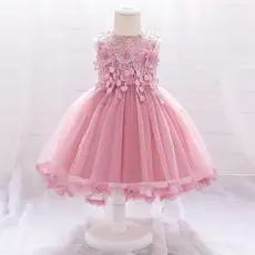 Pink Bow Strap Mesh Puffy Dress for Girls — feature 8