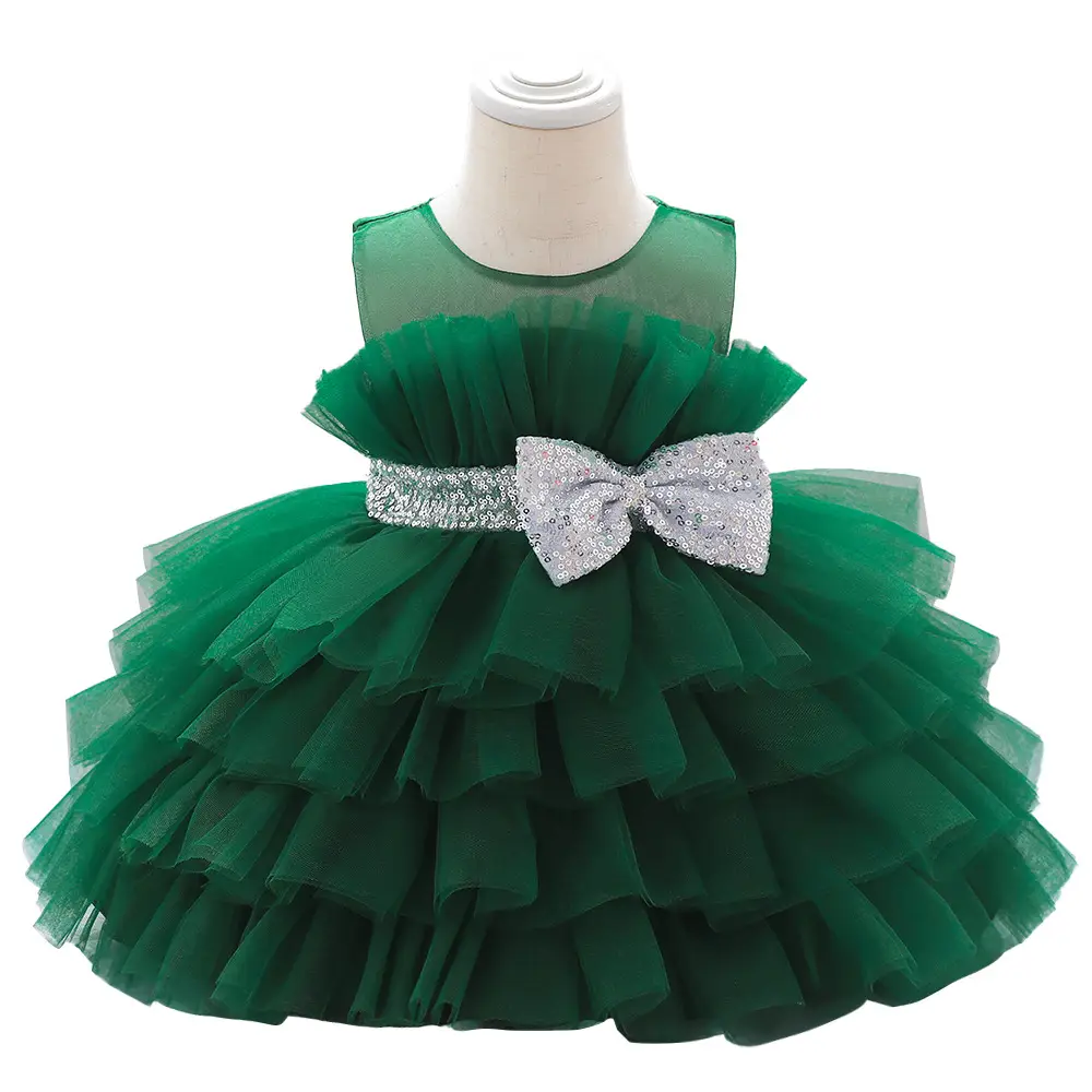 Pink Bow Strap Mesh Puffy Dress for Girls - Image 6