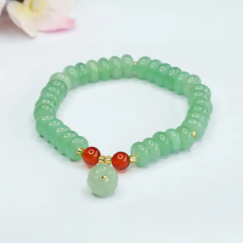 Jade Abacus Bracelet with Red Pearl Drop - Image 4