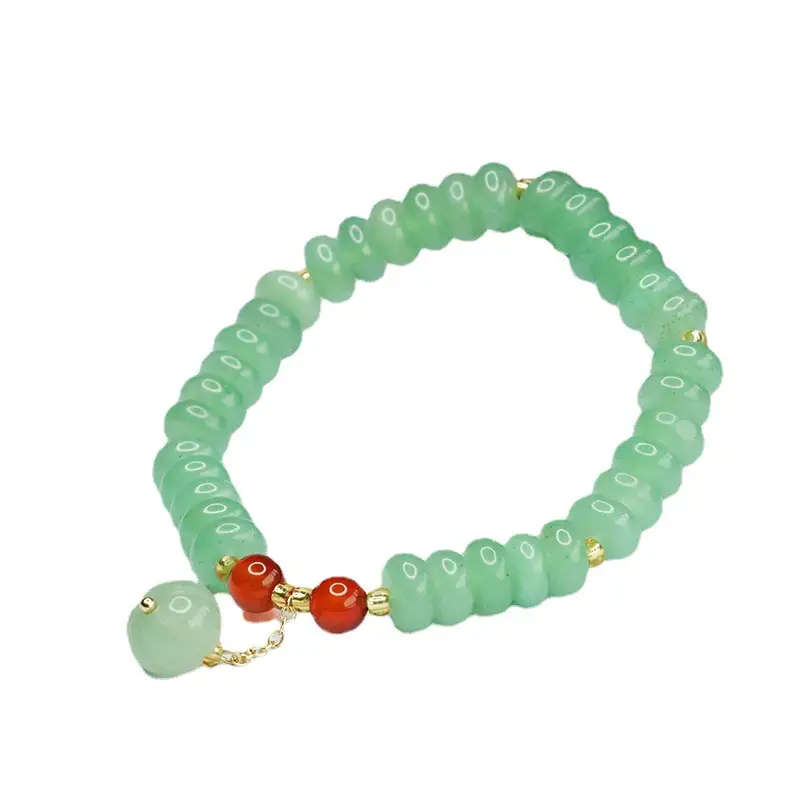 Jade Abacus Bracelet with Red Pearl Drop - Image 6