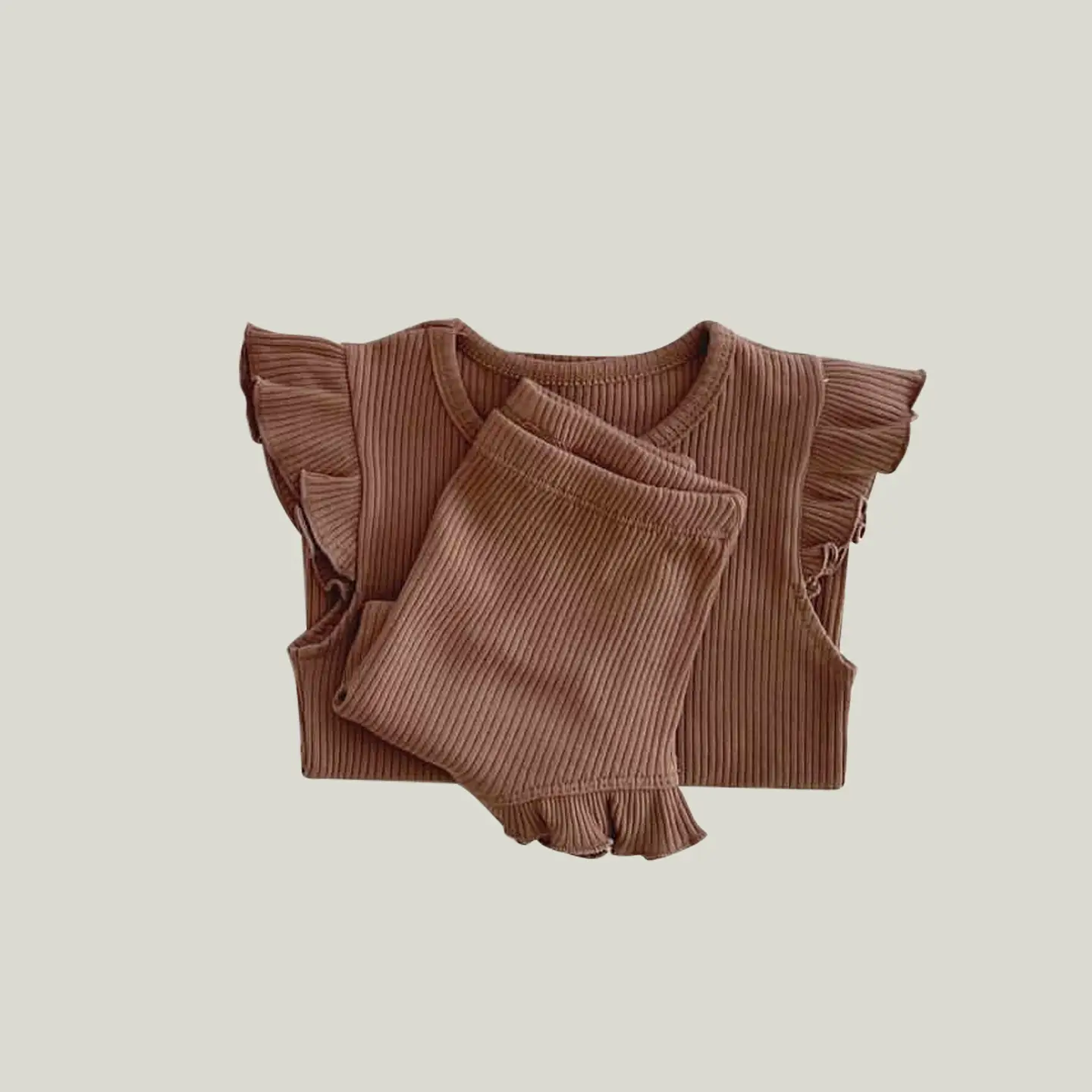 Baby Boys Summer Cotton Suit Brown Short Sleeve T-shirt Pants - Image 2