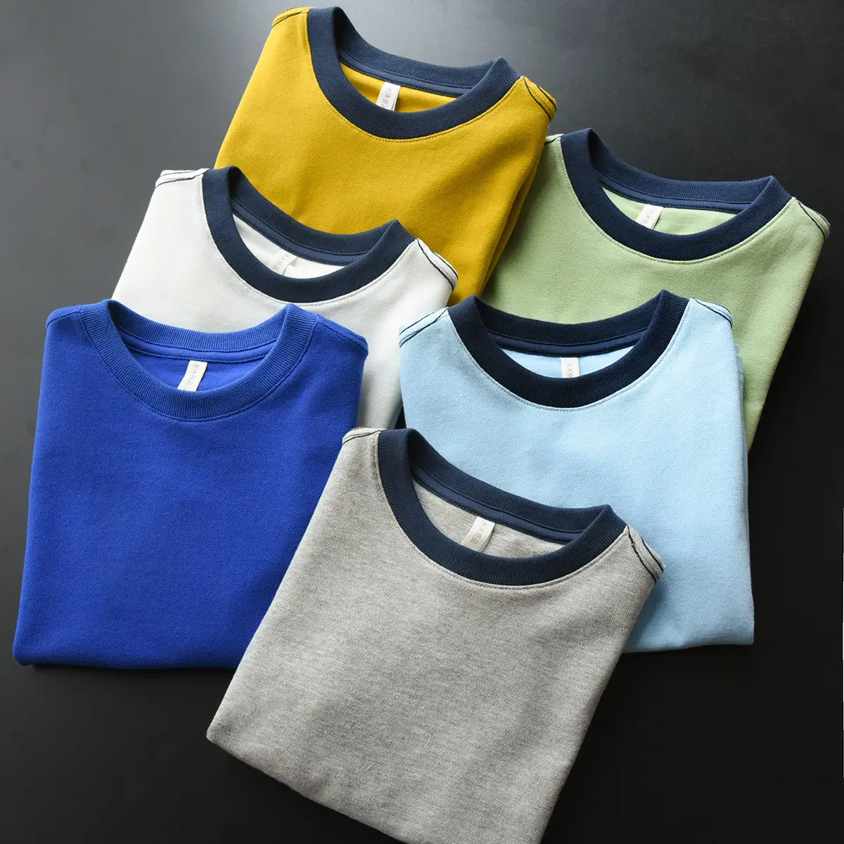 Children's Pique Cotton Light Blue Round Neck T-Shirt - Image 10