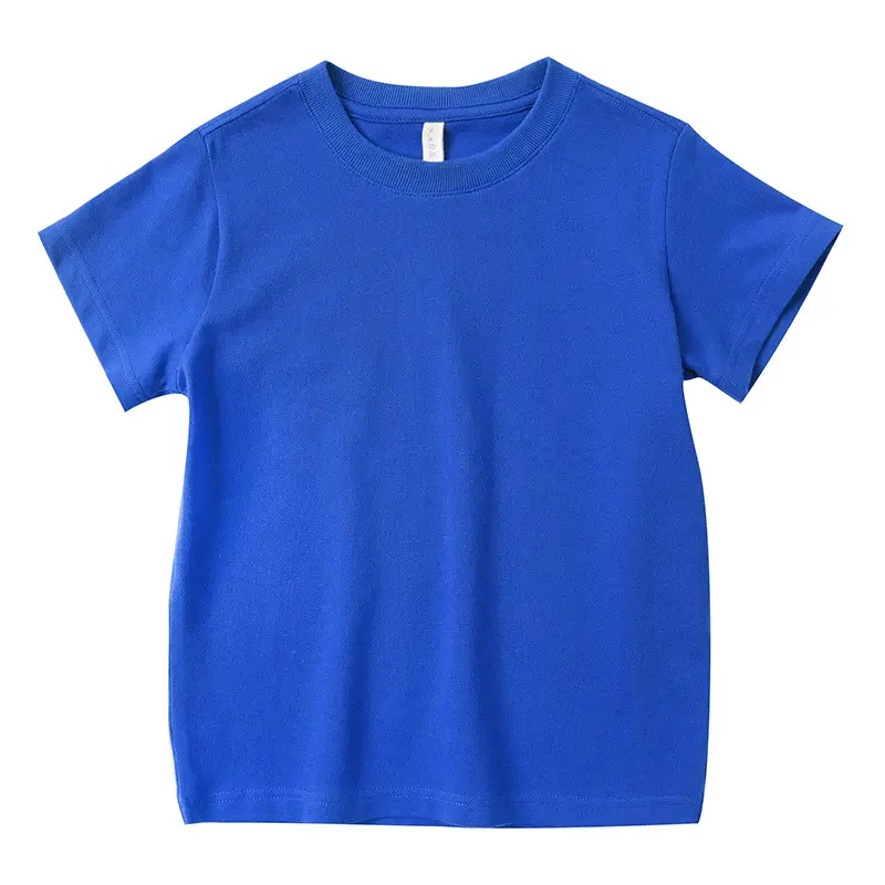 Children's Pique Cotton Light Blue Round Neck T-Shirt - Image 11