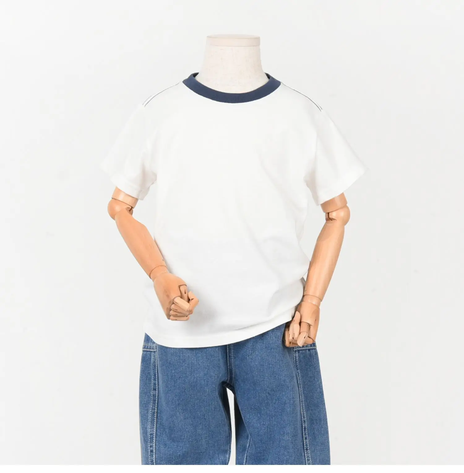 Children's Pique Cotton Light Blue Round Neck T-Shirt — feature 20