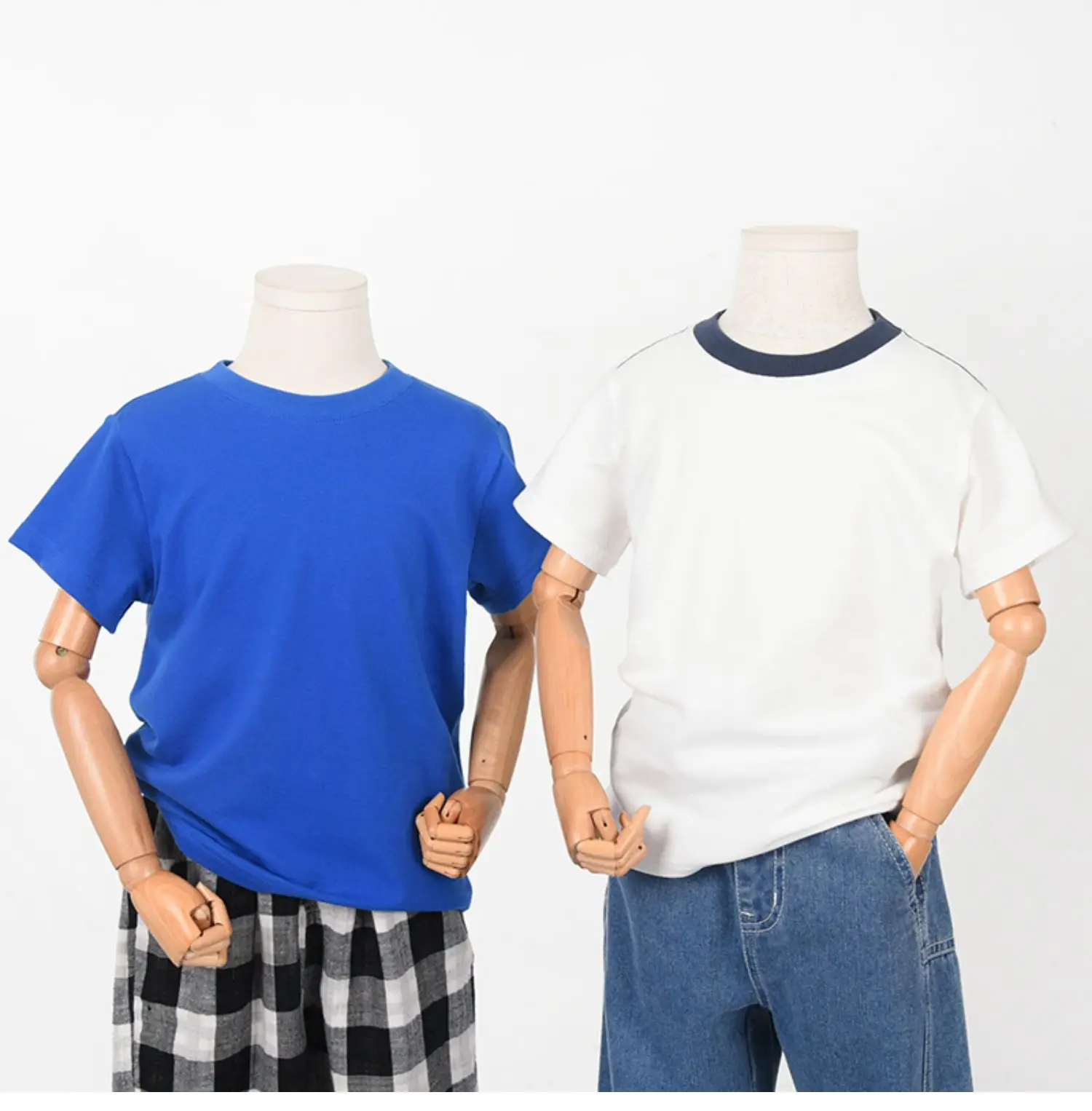 Children's Pique Cotton Light Blue Round Neck T-Shirt — feature 21