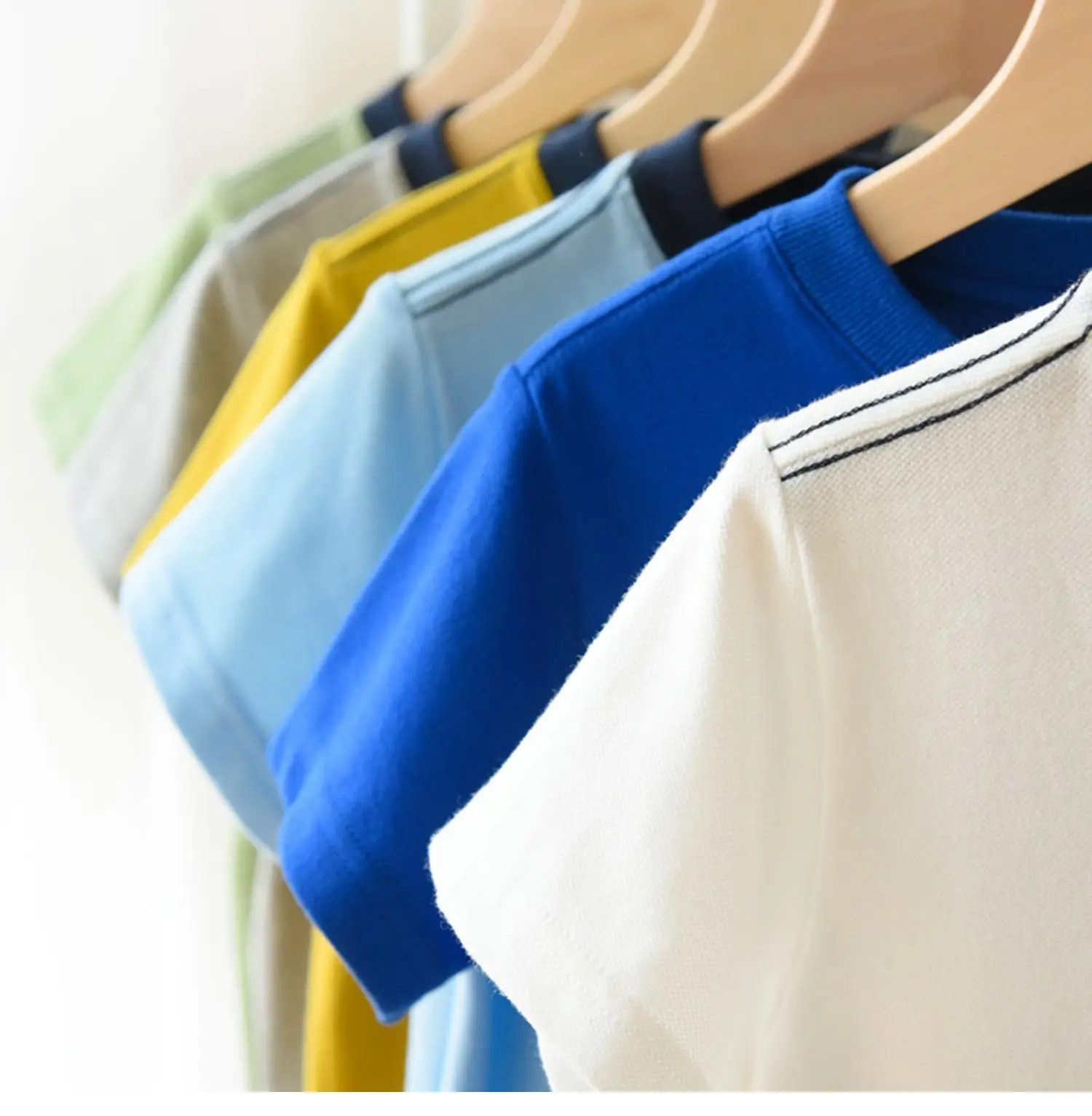 Children's Pique Cotton Light Blue Round Neck T-Shirt — feature 23