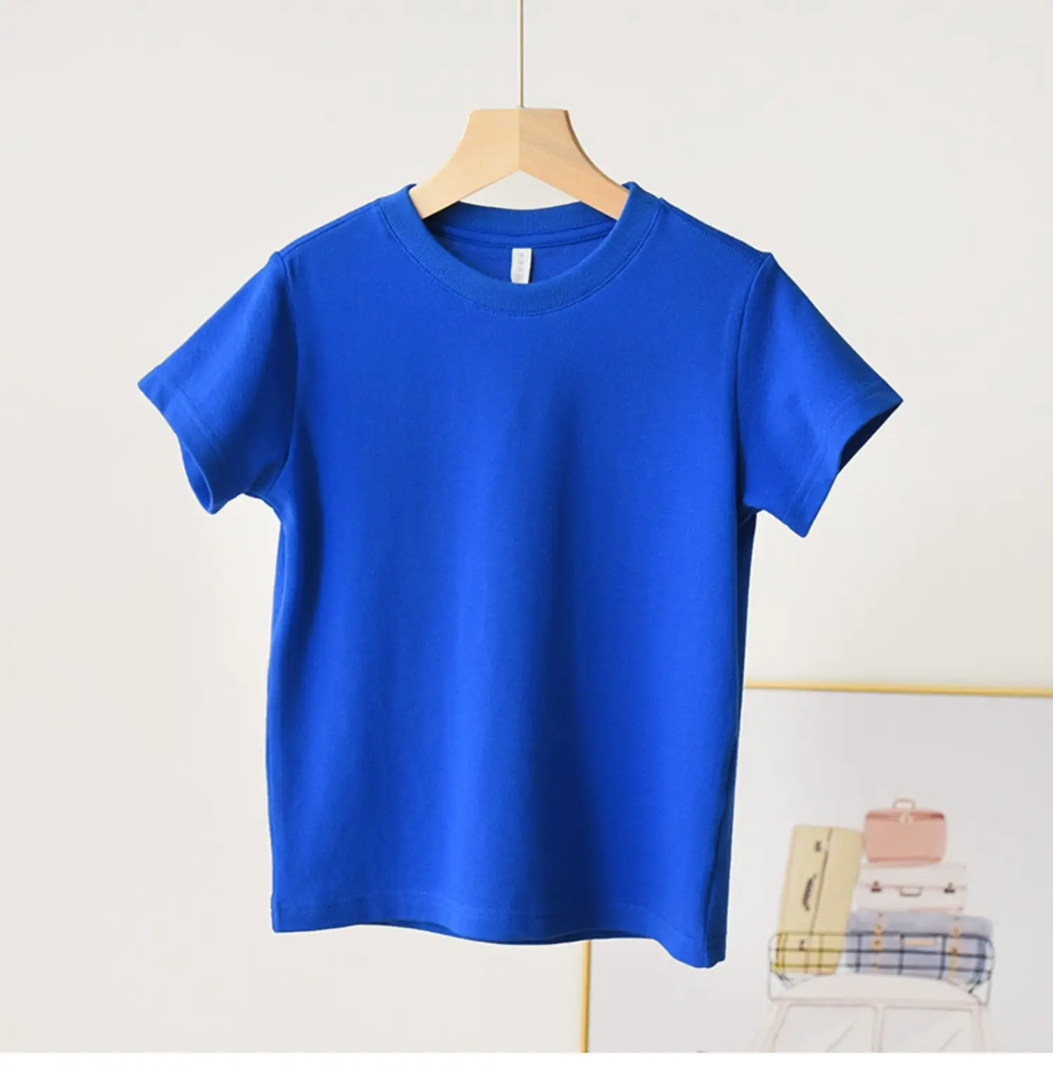 Children's Pique Cotton Light Blue Round Neck T-Shirt — feature 30