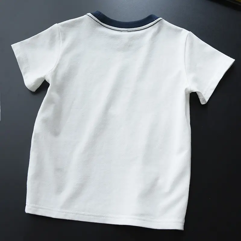 Children's Pique Cotton Light Blue Round Neck T-Shirt — feature 41