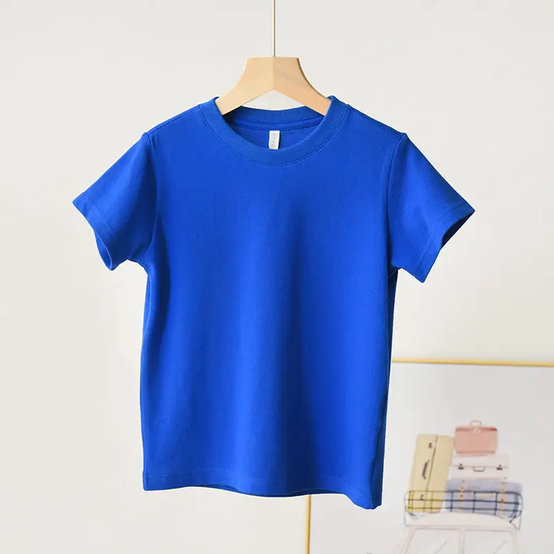 Children's Pique Cotton Light Blue Round Neck T-Shirt - Image 2