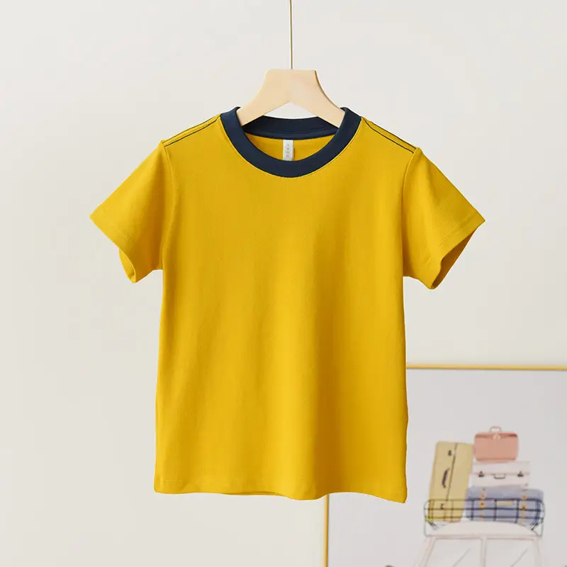 Children's Pique Cotton Light Blue Round Neck T-Shirt - Image 5