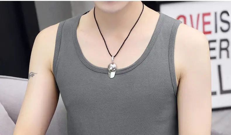 Men Cotton Sleeveless Vest Grey Slim Fit — feature 1